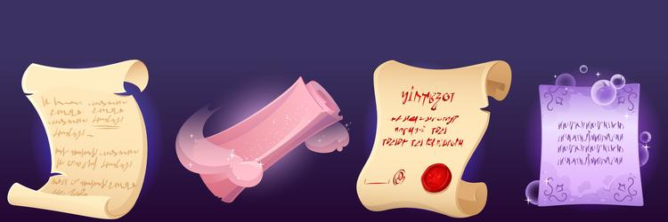 old parchment scroll for magic ui game cartoon vector image