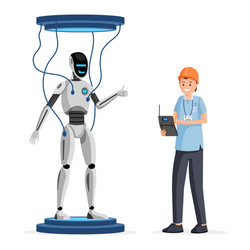 robot software testing flat vector image