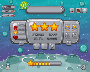 screen template for computer game with space vector image