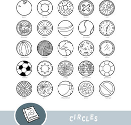 black and white set circle shape objects vector image