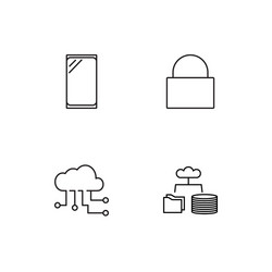 cyber security linear icons set simple outline vector image