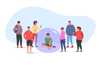 unsocial person solitude introvert inside bubble vector image