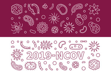 2019-ncov virus outline horizontal banners vector