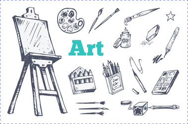 drawing supplies or tools for artist set vector