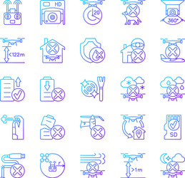 drone usage gradient linear manual label icons set vector image
