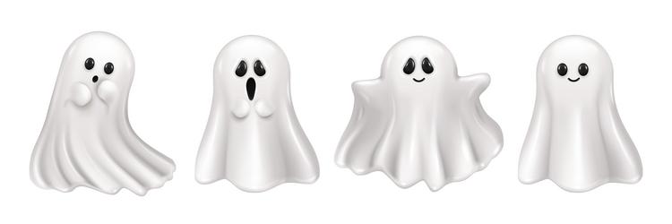 halloween 3d character cute ghost vector