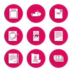 set torn contract document with shield stacks vector image