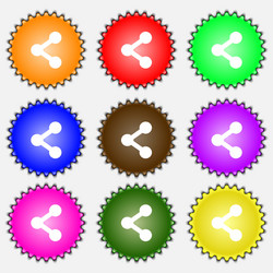 Share icon sign a set of nine different colored vector