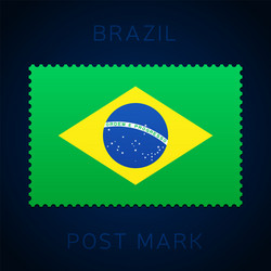 brazil postage mark national flag stamp vector