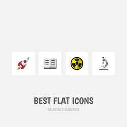 Flat icon study set of spaceship lecture vector