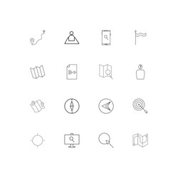 maps and navigation linear thin icons set vector image