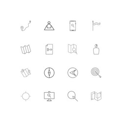 Maps and navigation linear thin icons set vector