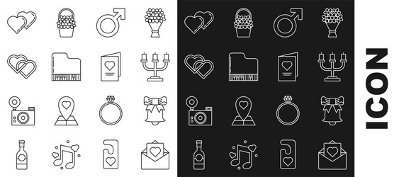 set line envelope with valentine heart ringing vector image