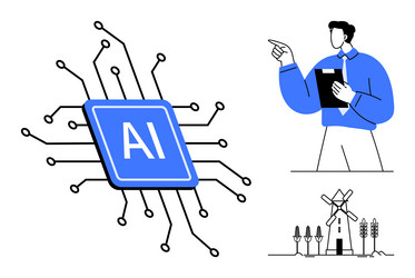 artificial intelligence chip with professional vector image