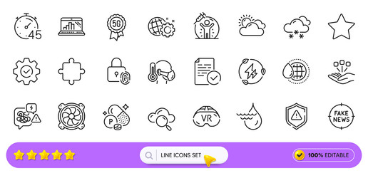 computer fan execute and graph laptop line icons vector image