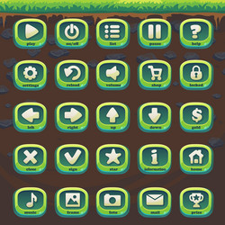 Green Button Set - Feed the Fox vector image