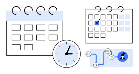 time management with calendar clock and workflow vector image