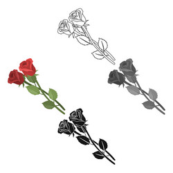 Two roses icon in outline style isolated on white Vector Image