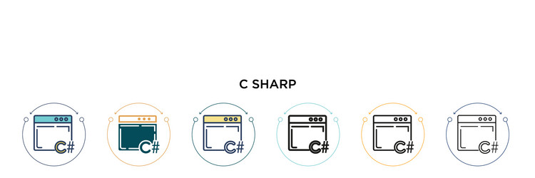 C sharp icon in filled thin line outline vector