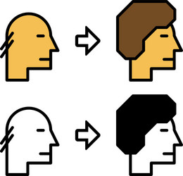 Growth hair icons before and after vector