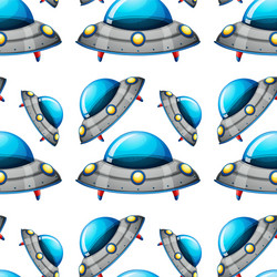 Seamless pattern tile cartoon with ufo vector