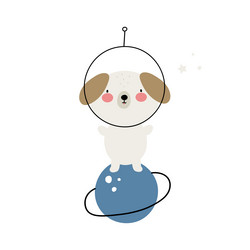 Cartoon print with a cute dog in space vector