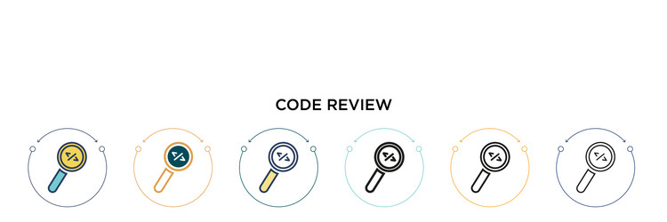 Code review icon in filled thin line outline vector