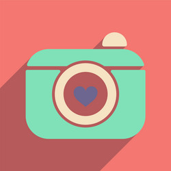 flat web icon with long shadow camera vector image