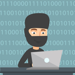hacker using laptop to steal information vector image