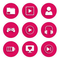 set play in circle like and heart fast forward vector image