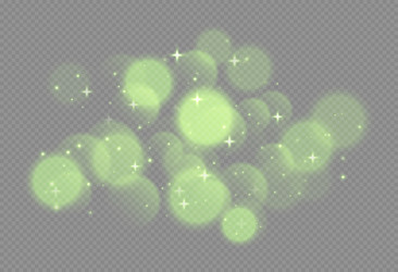 green bokeh with stars and sparkles shiny overlay vector image