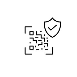 qr code security shield and checkmark vector image