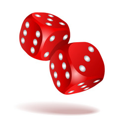 Red dice with white pips on the background vector