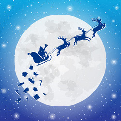 santa claus on sleigh full of gifts and reindeer Vector Image
