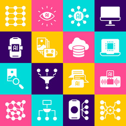 set neural network artificial intelligence ai vector image