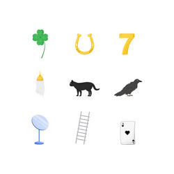 superstitious symbols flat color objects set vector image