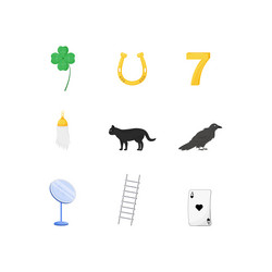 superstitious symbols flat color objects set vector