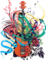 Grunge guitar Royalty Free Vector Image - VectorStock
