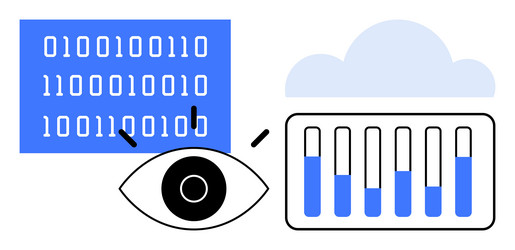 eye monitoring data binary code cloud storage vector image
