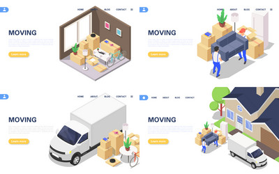 Isometric Moving Set - Loading Concept vector