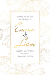 Magnolia Wedding Invitation - Floral Template Vector Image