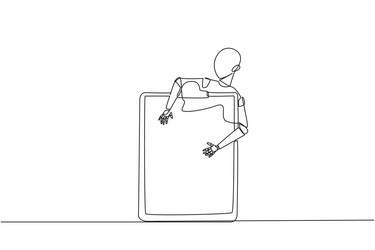 continuous one line drawing robotic hugging vector image