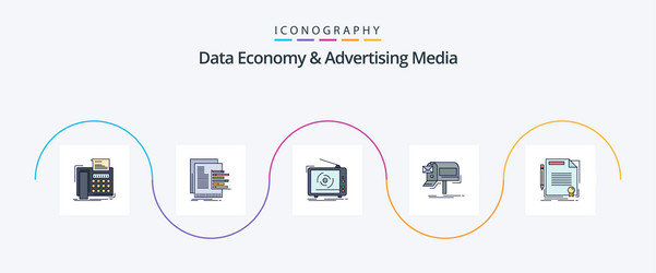 data economy and advertising media line filled vector