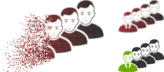 dissolved pixelated halftone men queue icon vector image