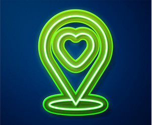 Glowing neon line map pointer with heart icon vector