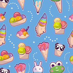 seamless pattern background with ice cream icons vector image