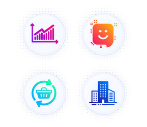 smile graph and refresh cart icons set buildings vector image
