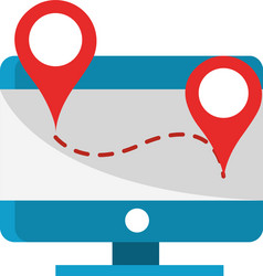 computer track route pointer gps map vector image