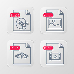 Set line mp4 file document php tiff and mp3 icon vector