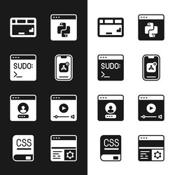 set mobile apps code terminal keyboard python vector image